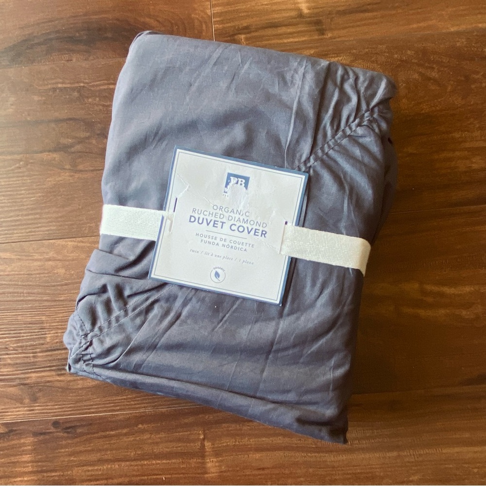 NEW Pottery Barn Teen Organic Ruched Diamond Duvet Cover